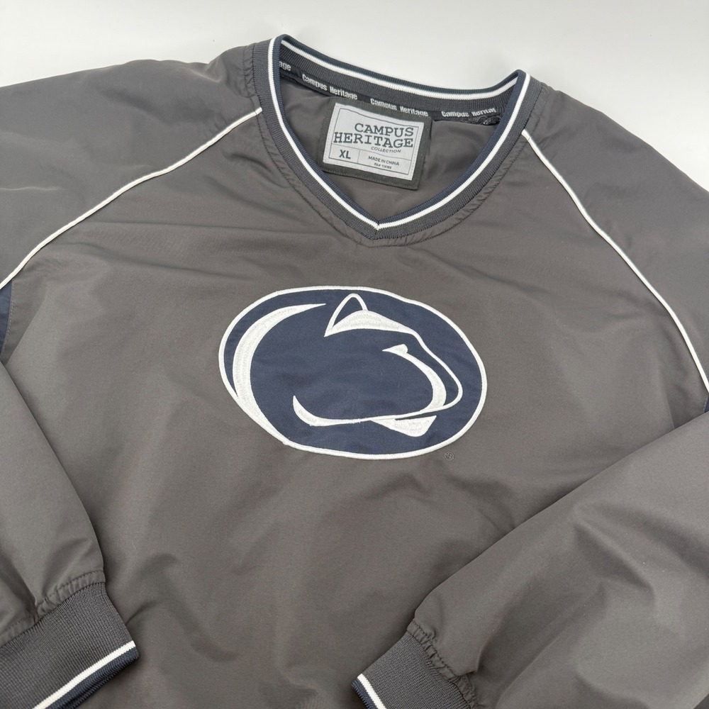 Campus Heritage Penn State Nittany Lions XL V-Neck Windshirt Pullover Gray